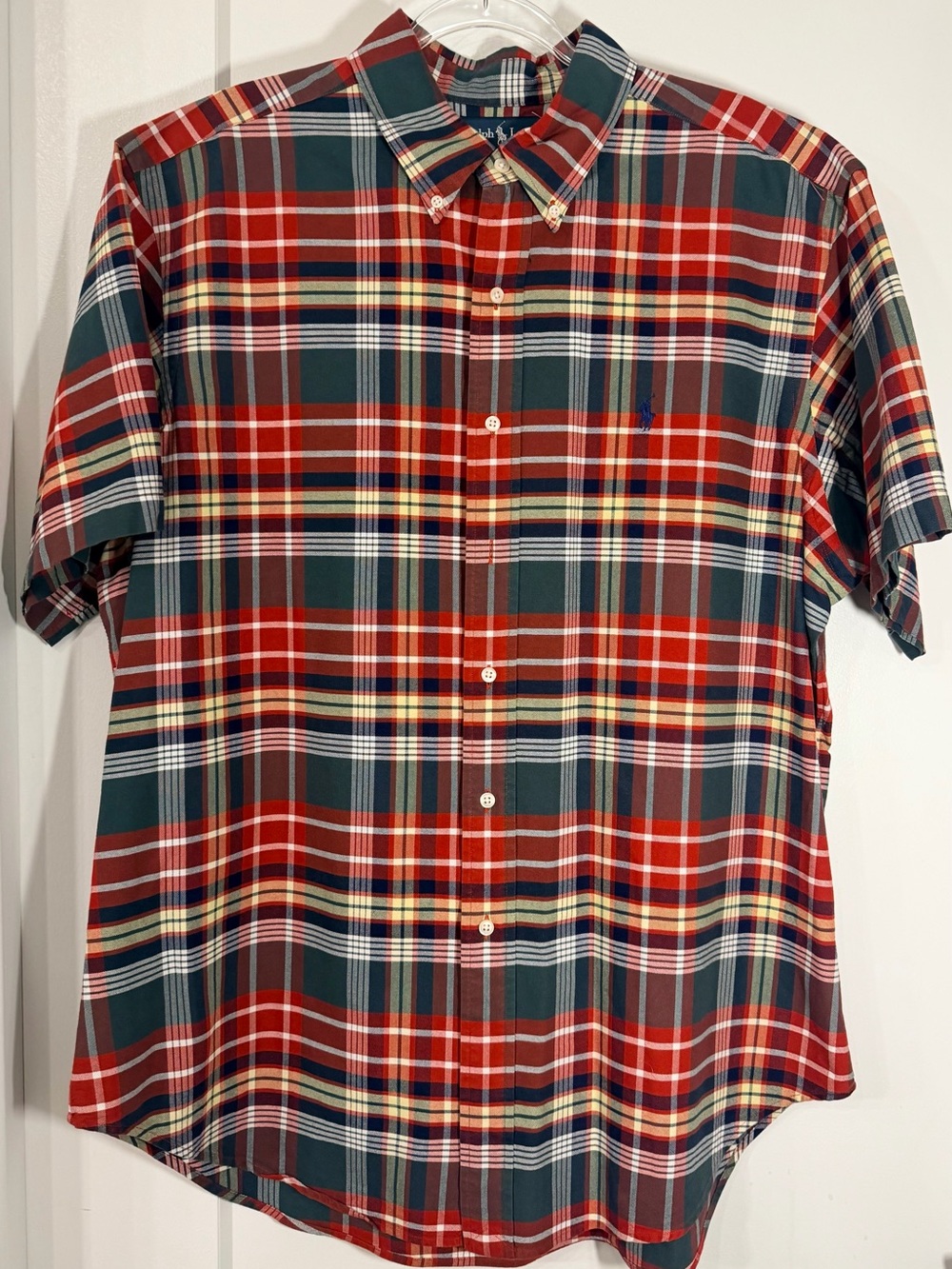 Ralph Lauren XL Men’s Classic Fit, Plaid Button Down, Short Sleeve Shirt-NWOT